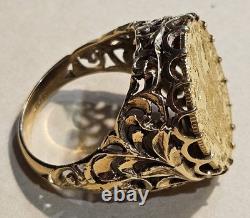 11.3 grams 1915 Austrian Gold 4 Ducat Uncirculated Coin Set In Gold Ring