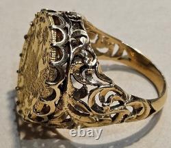 11.3 grams 1915 Austrian Gold 4 Ducat Uncirculated Coin Set In Gold Ring
