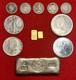 (12). 9999 Fine Solid Gold 999 Silver Bars & Rounds 90% Silver Us Coin Mixed Lot