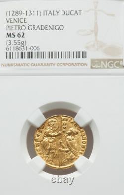 1289-1311 Venice GOLD Ducat NGC MS-62 Doge Coin of Pietro Gradenigo 3.55 grams