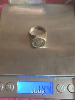 14 K Signet Gold Coin Ring Is 14.4 Grams Over $1250+ In Melt And $1800 Value