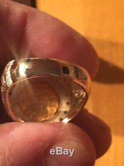 14 Karat Gold Mens Diamond Ring With 1874 Indian Head Coin. 13.2 Grams