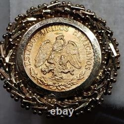 14 Kt Gold Earrings 1945 Dos Pesos Gold Coin Earrings 9.1 Grams Screw Back