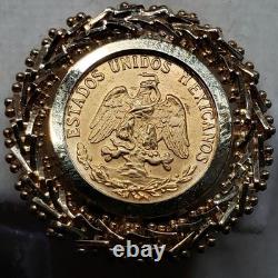 14 Kt Gold Earrings 1945 Dos Pesos Gold Coin Earrings 9.1 Grams Screw Back