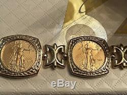 14K/22K Gold 8in Solid Multi $5 LadyLiberty Coin Bracelet 34.4grams 2015 QVC3900