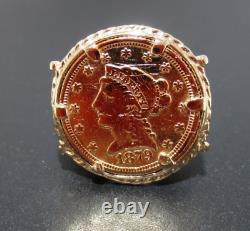 14K / 24K YG 1879 MORGAN GOLD COIN RING SZ 6.75 8.70 grams (G129834-2)