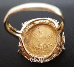 14K / 24K YG 1879 MORGAN GOLD COIN RING SZ 6.75 8.70 grams (G129834-2)