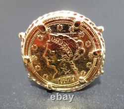 14K / 24K YG 1879 MORGAN GOLD COIN RING SZ 6.75 8.70 grams (G129834-2)