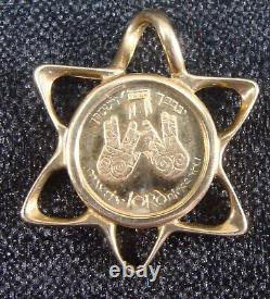 14K Gold Israel Judaica Star Pendant May The Lord Bless You 2.7 Grams Signed NC