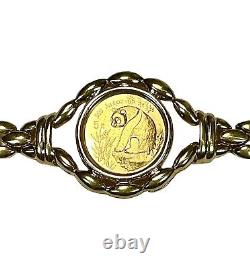 14K Gold Panda. 999 Gold Coin Link 7 Bracelet 15.6 Grams