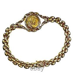14K Gold Panda. 999 Gold Coin Link 7 Bracelet 15.6 Grams