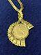 14k Gold Necklace Vintage Coin Peso Charm 21.7724 Grams 17-18