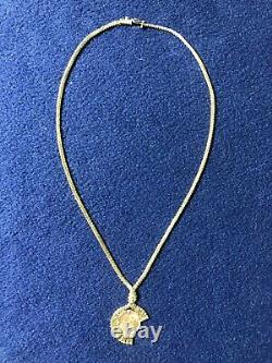 14K Gold necklace vintage coin Peso charm 21.7724 grams 17-18
