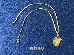 14K Gold necklace vintage coin Peso charm 21.7724 grams 17-18