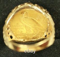 14K Men's Coin Ring. With US 2.5 Indian Gold Coin. 9.14grams total weight