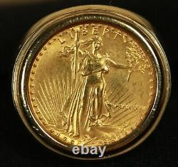 14K Men's Gold Coin Ring. With1/10OZ Am Gold Eagle Coin 10.07grams t. Wt. Sz 8.5