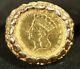 14k Women's Coin Ring. Withtype 3 U. S. Gold Coin. 8.48 Grams Total Weight. Sz 4.5