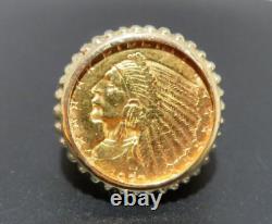 14K YG /21.6 K YG BUFFALO 2 1/2 DOLLAR GOLD COIN RING SZ 5 12.29 grams(AI-2113)