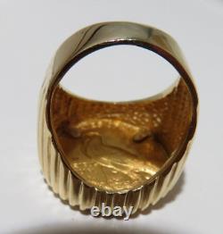 14K YG /21.6 K YG BUFFALO 2 1/2 DOLLAR GOLD COIN RING SZ 5 12.29 grams(AI-2113)