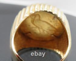 14K YG /21.6 K YG BUFFALO 2 1/2 DOLLAR GOLD COIN RING SZ 5 12.29 grams(AI-2113)