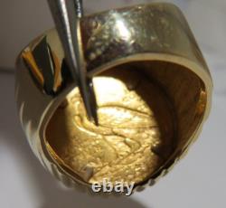 14K YG /21.6 K YG BUFFALO 2 1/2 DOLLAR GOLD COIN RING SZ 5 12.29 grams(AI-2113)