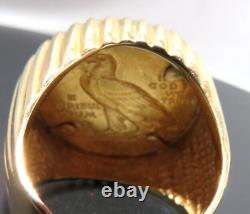 14K YG /21.6 K YG BUFFALO 2 1/2 DOLLAR GOLD COIN RING SZ 5 12.29 grams(AI-2113)