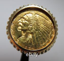 14K YG /21.6 K YG BUFFALO 2 1/2 DOLLAR GOLD COIN RING SZ 5 12.29 grams(AI-2113)