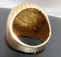 14K YG /21.6 K YG BUFFALO 2 1/2 DOLLAR GOLD COIN RING SZ 5 12.29 grams(AI-2113)