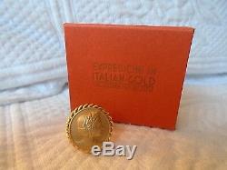 14K YG Sz 7 Bold Cameo Coin Style Ring Italy Etruscan Lady Cable Edge 5.5 Grams
