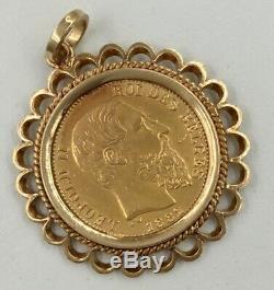 14K Yellow Gold 1892 20 Franc Gold Coin Pendant For Necklace 10.5 Grams
