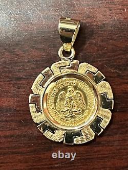 14K Yellow Gold 1945 Dos Pesos Gold Coin Pendant 5.4 Grams