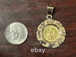 14K Yellow Gold 1945 Dos Pesos Gold Coin Pendant 5.4 Grams