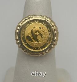 14K Yellow Gold 1988 1/20oz. 999 Gold Chinese Panda Coin Ring 5.47 grams Size 5