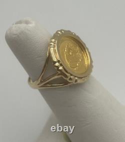14K Yellow Gold 1988 1/20oz. 999 Gold Chinese Panda Coin Ring 5.47 grams Size 5