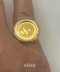 14K Yellow Gold 1988 1/20oz. 999 Gold Chinese Panda Coin Ring 5.47 grams Size 5