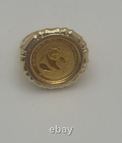 14K Yellow Gold 1988 1/20oz. 999 Gold Chinese Panda Coin Ring 5.47 grams Size 5