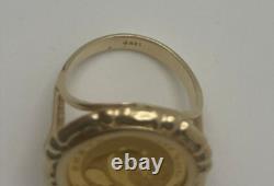 14K Yellow Gold 1988 1/20oz. 999 Gold Chinese Panda Coin Ring 5.47 grams Size 5