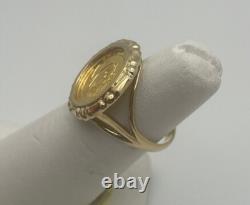 14K Yellow Gold 1988 1/20oz. 999 Gold Chinese Panda Coin Ring 5.47 grams Size 5