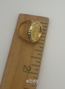 14K Yellow Gold 1988 1/20oz. 999 Gold Chinese Panda Coin Ring 5.47 grams Size 5