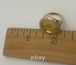 14K Yellow Gold 1988 1/20oz. 999 Gold Chinese Panda Coin Ring 5.47 grams Size 5