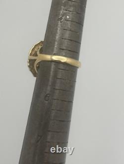 14K Yellow Gold 1988 1/20oz. 999 Gold Chinese Panda Coin Ring 5.47 grams Size 5