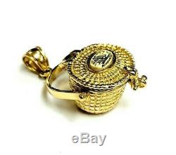 14K Yellow Gold 3-D Nantucket Basket Pendant with coin 6.2 grams