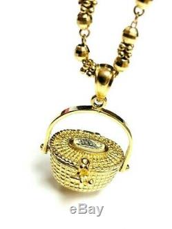 14K Yellow Gold 3-D Nantucket Basket Pendant with coin 6.2 grams