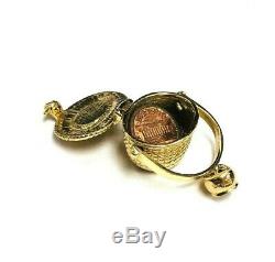 14K Yellow Gold 3-D Nantucket Basket Pendant with coin 6.2 grams