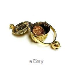 14K Yellow Gold 3-D Nantucket Basket Pendant with coin 6.2 grams