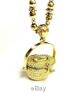 14K Yellow Gold 3-D Nantucket Basket Pendant with coin 6.2 grams