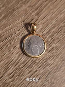 14K Yellow Gold Bezel 100 Lire Coin Pendant Milor Italy 4.3 Grams