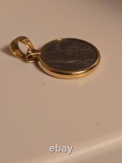 14K Yellow Gold Bezel 100 Lire Coin Pendant Milor Italy 4.3 Grams