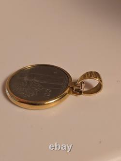 14K Yellow Gold Bezel 100 Lire Coin Pendant Milor Italy 4.3 Grams
