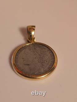 14K Yellow Gold Bezel 100 Lire Coin Pendant Milor Italy 4.3 Grams